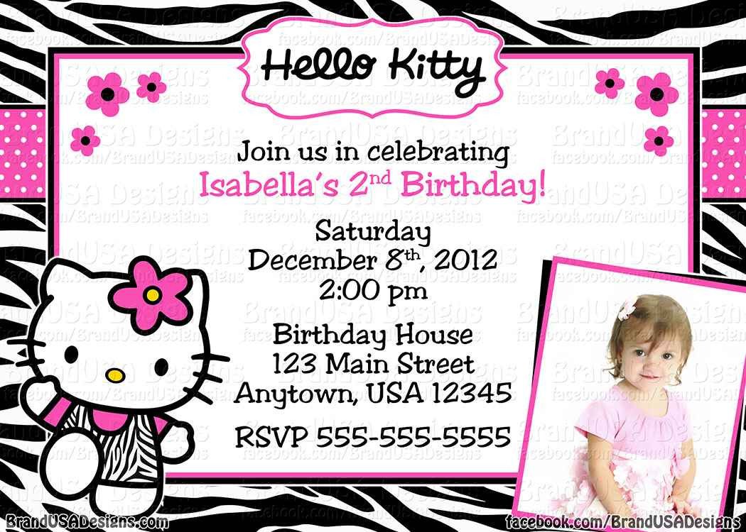 Hello Kitty Birthday Invitation Hello Kitty Invitation Templates