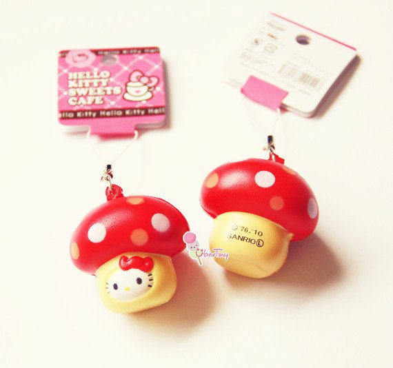 Hello Kitty Squishy Tag Hello Kitty In A Mushroom Squishy with Tags · Uber Tiny