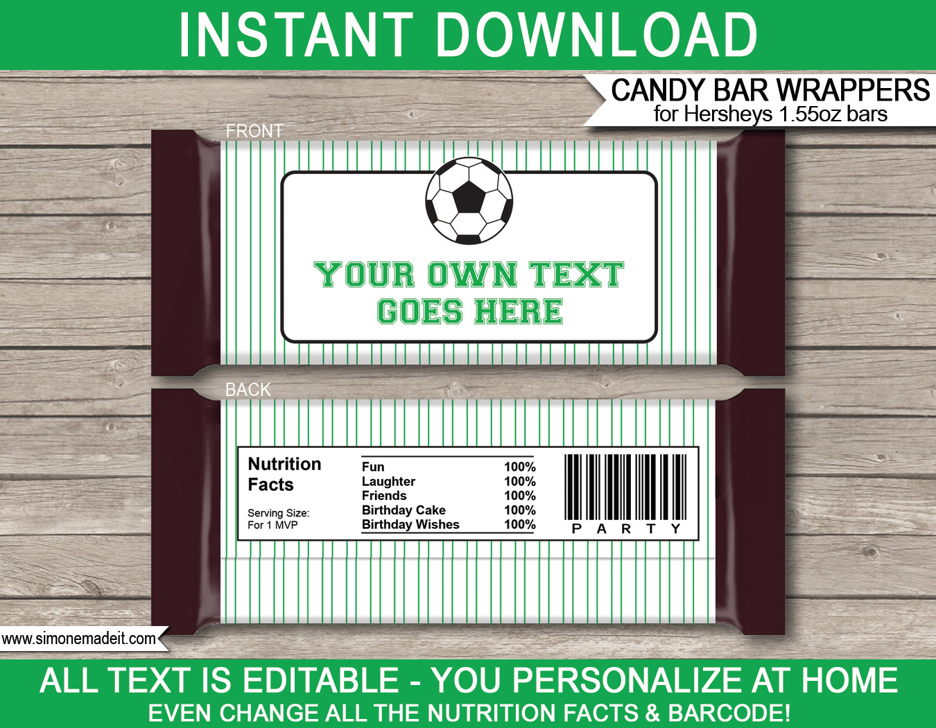 Hershey Candy Bar Wrapper Template soccer Hershey Candy Bar Wrappers