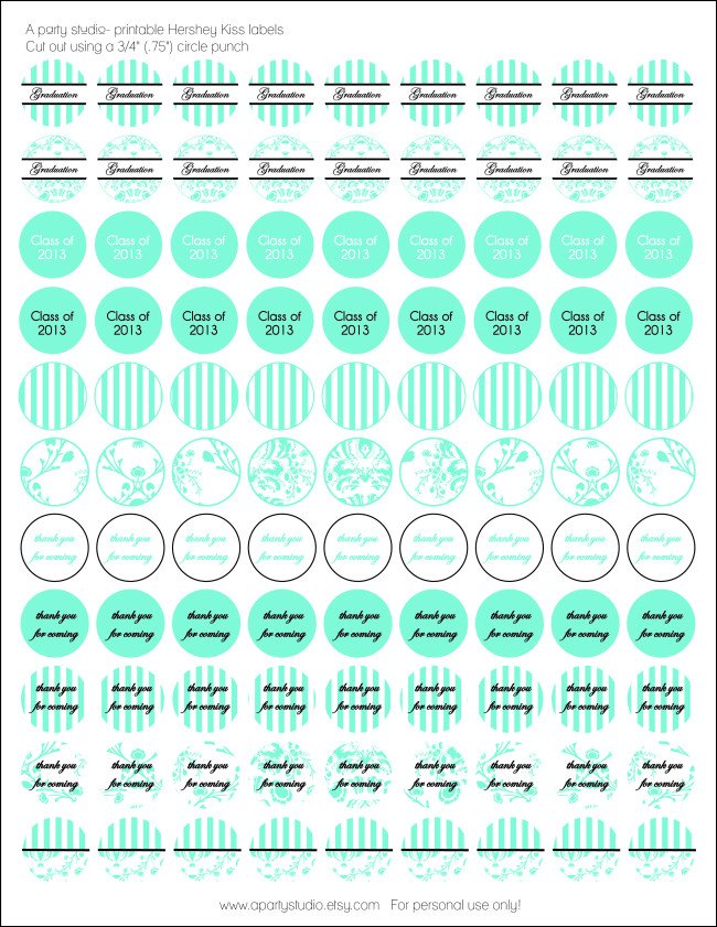 Hershey Kiss Labels Template Free Hershey Kiss Stickers for Graduation Class Of 2013