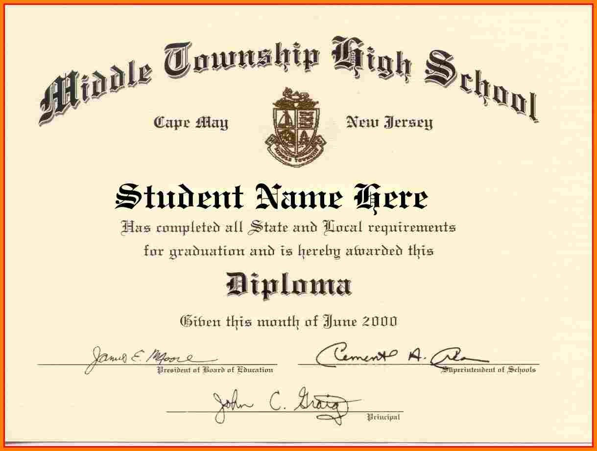 High School Diploma Template High School Diploma Template Word Free Download