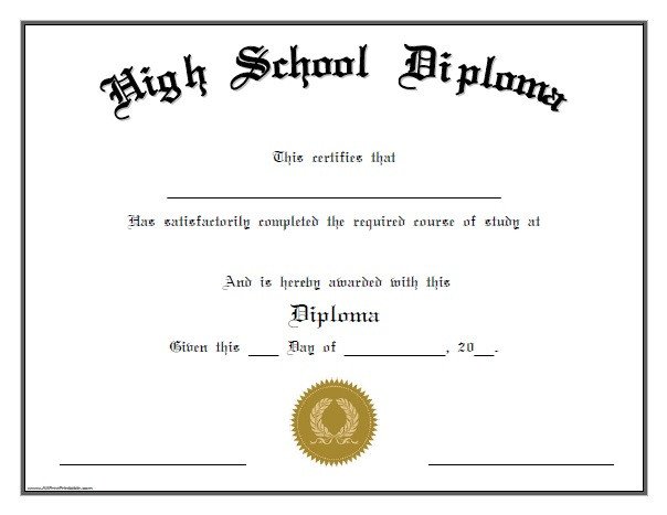High School Diploma Template Pdf High School Diploma Free Printable Allfreeprintable
