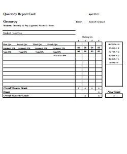 High School Report Card Template Homeschool Report Card Example