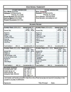High School Transcripts Template Free Blank High School Transcript forms