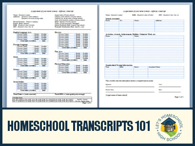 High School Transcripts Template Free Homeschool Transcripts 101