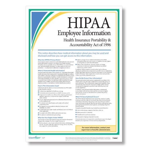 Hipaa Compliance forms for Employers Hipaa Employee Information Poster