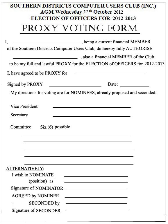 Hoa Proxy Vote form Template A G M