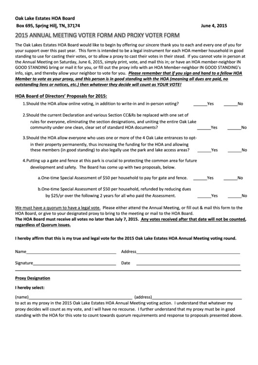 Hoa Proxy Vote form Template top 5 Hoa Proxy form Templates Free to In Pdf format