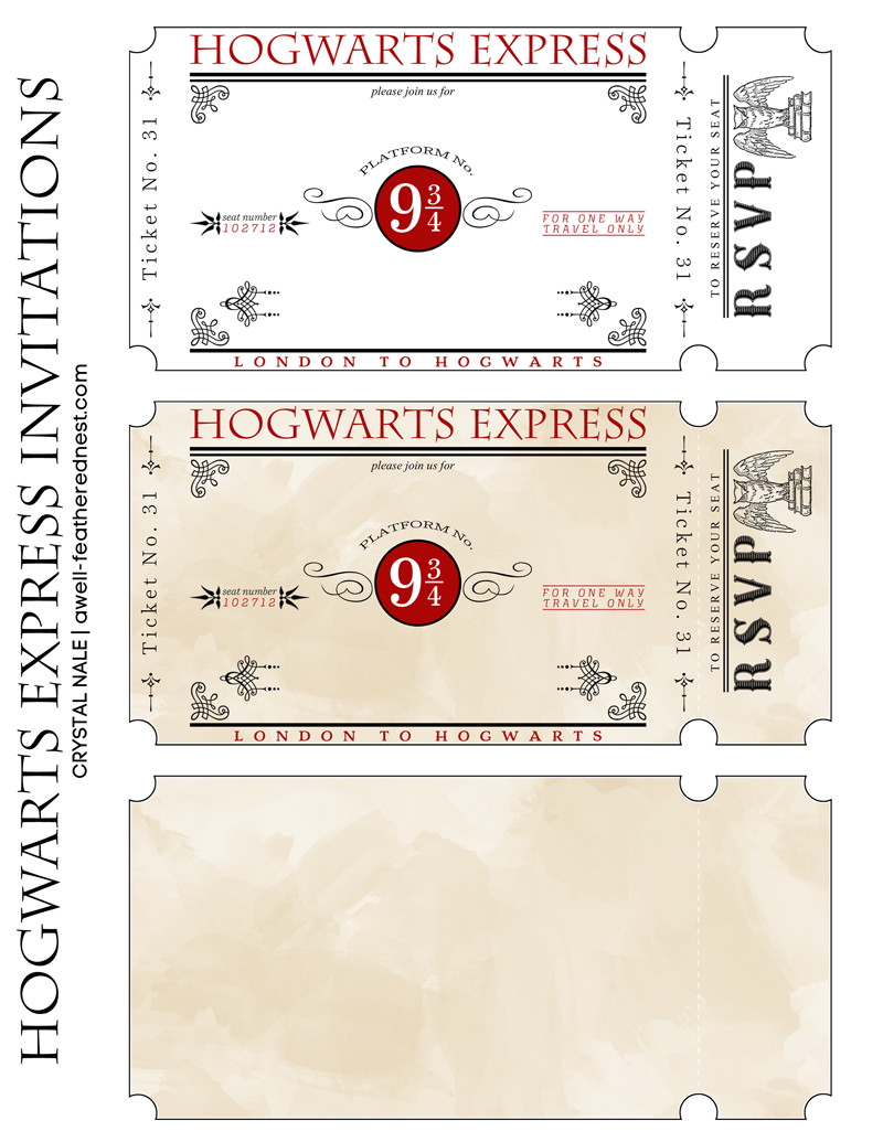 Hogwarts Express Ticket Template A Well Feathered Nest Harry Potter Party the Invitations