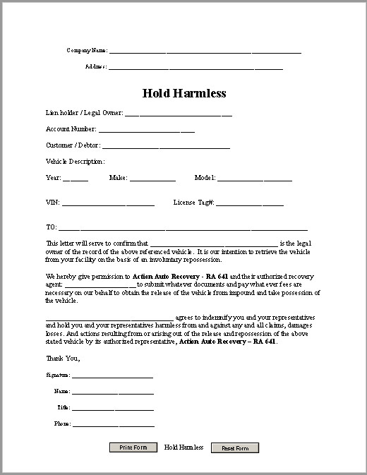 Hold Harmless Agreement Template 43 Free Hold Harmless Agreement Templates Ms Word and Pdfs