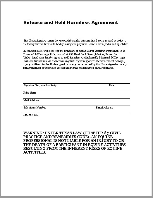 Hold Harmless Agreement Template 43 Free Hold Harmless Agreement Templates Ms Word and Pdfs