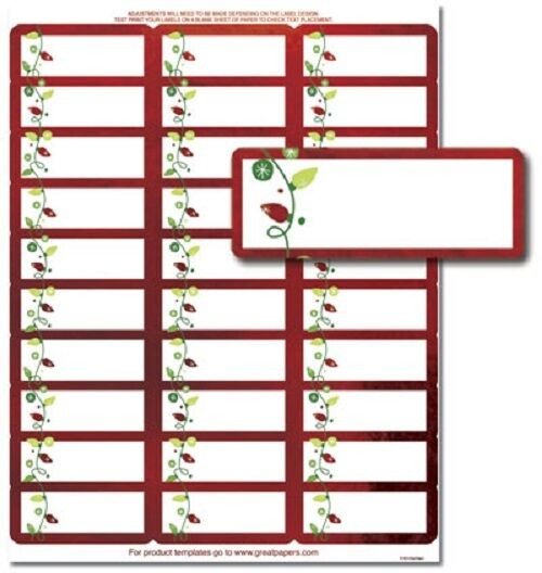 Holiday Return Address Labels Template String Lights Red Foil Christmas Card Return Address