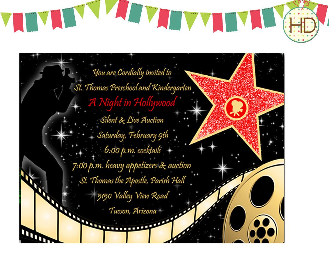 Hollywood themed Invitations Free Templates 40th Birthday Ideas Hollywood Birthday Invitation