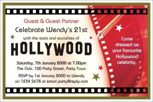 Hollywood themed Invitations Free Templates 40th Birthday Ideas Hollywood Birthday Invitation