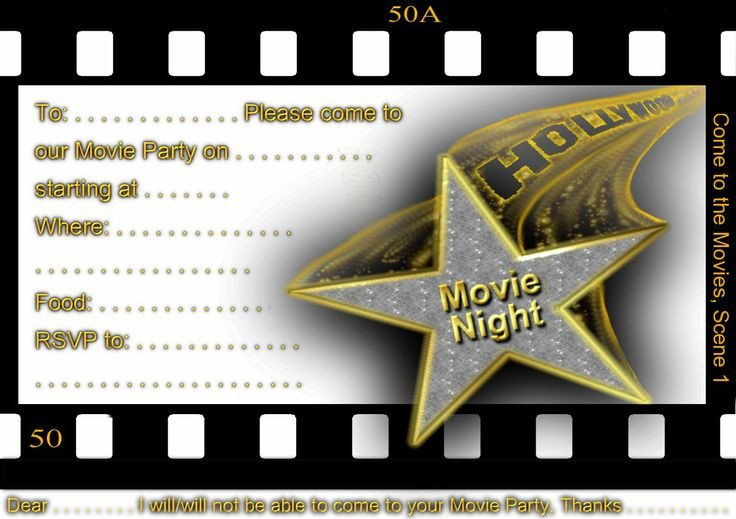 Hollywood themed Invitations Free Templates Movie Night Party Movie Nights and Night Parties On Pinterest