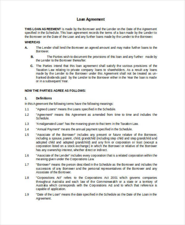 Home Equity Loan Agreement Template Loan Agreement form Word