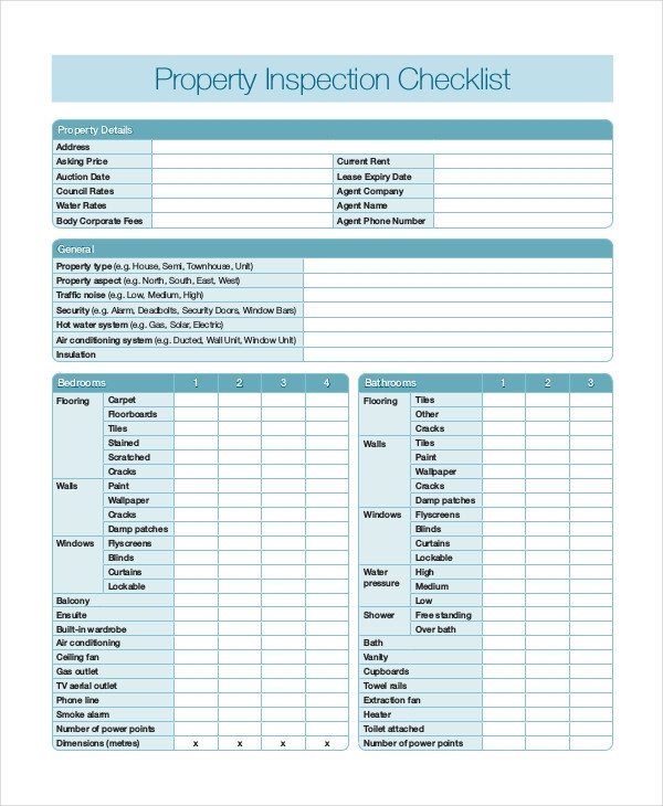 Home Inspection Checklist Excel Home Inspection Checklist 17 Word Pdf Documents