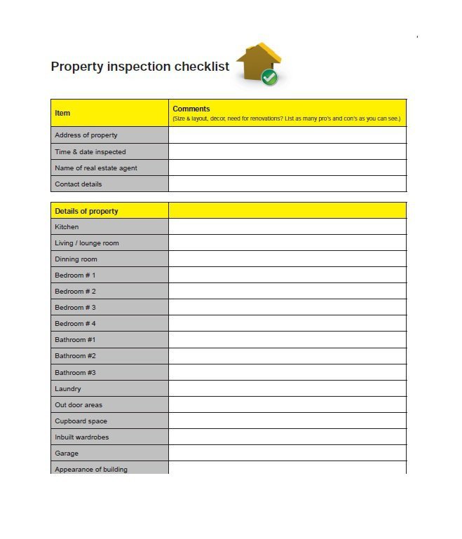 Home Inspection Checklist Template 20 Printable Home Inspection Checklists Word Pdf