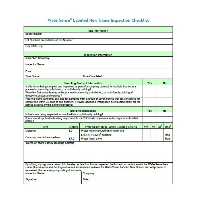 Home Inspection Checklist Templates 20 Printable Home Inspection Checklists Word Pdf