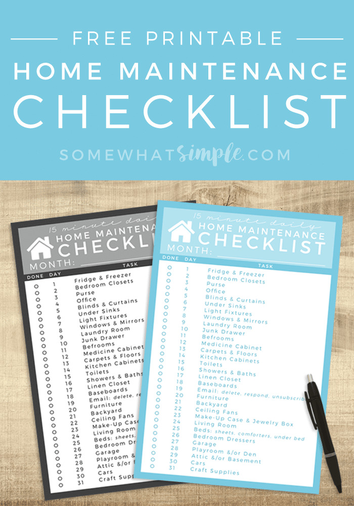 Home Maintenance Checklist Printable Daily Cleaning Schedule Easy Home Maintenance somewhat