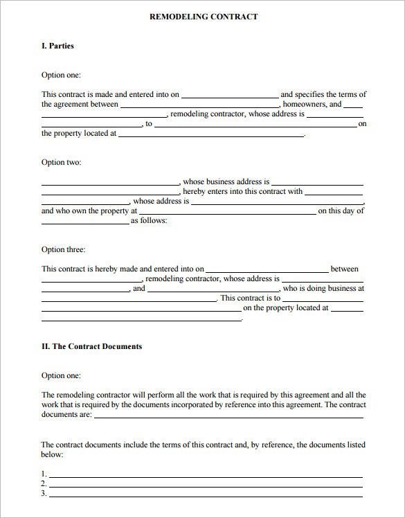 Home Remodeling Contract Template 11 Remodeling Contract Templates Docs Word Apple