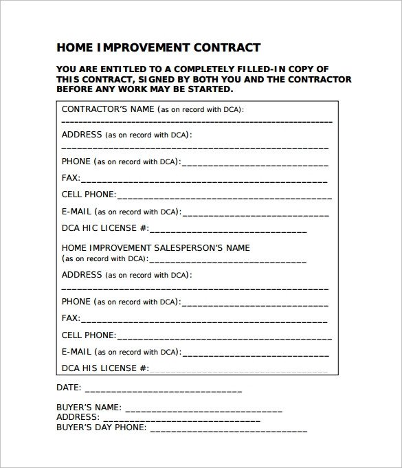 Home Remodeling Contract Template 9 Home Remodeling Contract Templates Word Pages Docs
