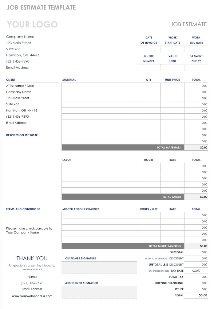 Home Remodeling Cost Estimate Template Free Microsoft Fice Templates Smartsheet