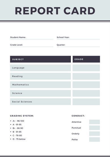 Homeschool Report Card Template Free Gray Simple Homeschool Report Card Templates by Canva