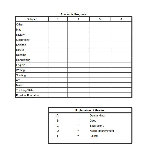 Homeschool Report Card Template Free Report Card Template 28 Free Word Excel Pdf Documents