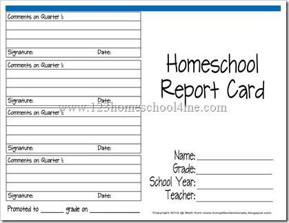 Homeschool Report Card Template Free Report Card3 Homeschool