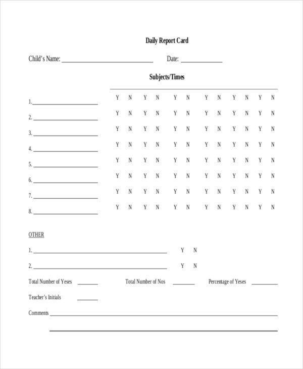 Homeschool Report Card Template Word Blank 7 Printable Report Card Template Excel Pdf source