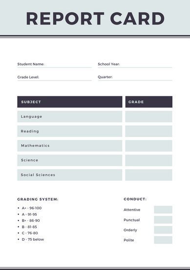 Homeschool Report Card Template Word Customize 34 Homeschool Report Card Templates Online Canva
