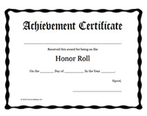 Honor Roll Certificate Template Printable Honor Roll Awards School Certificates Templates