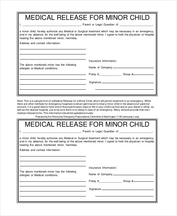 Hospital Release form Template 10 Medical Release forms Free Sample Example format