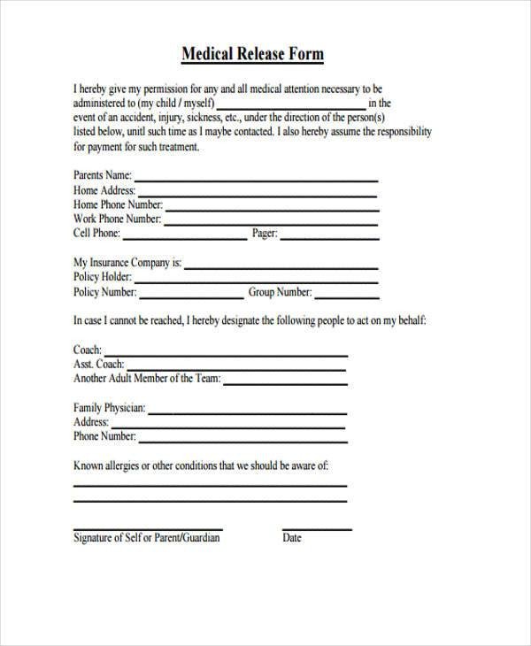 Hospital Release form Template 9 Hospital Release form Samples Free Sample Example