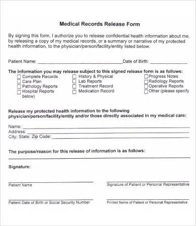 Hospital Release form Template Release Medical Records form