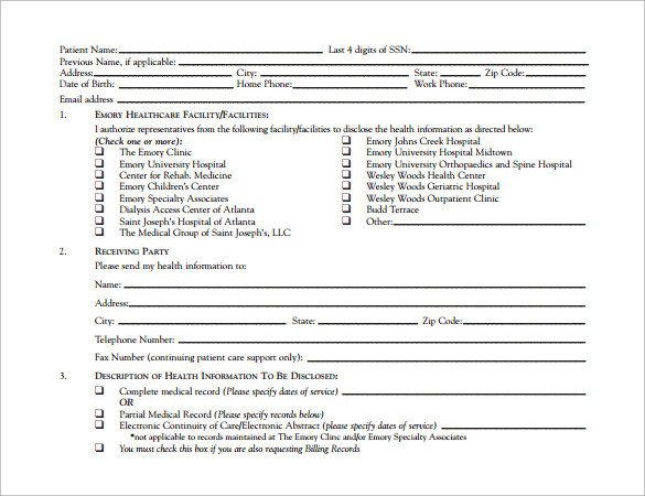 Hospital Release form Template Sample Hospital Release form 11 Download Free Documents