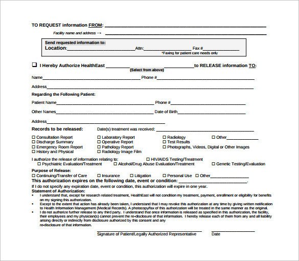 Hospital Release form Template Sample Hospital Release form 11 Download Free Documents