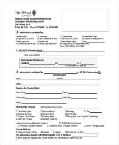 Hospital Release form Template Sample Hospital Release forms 8 Free Documents In Word Pdf