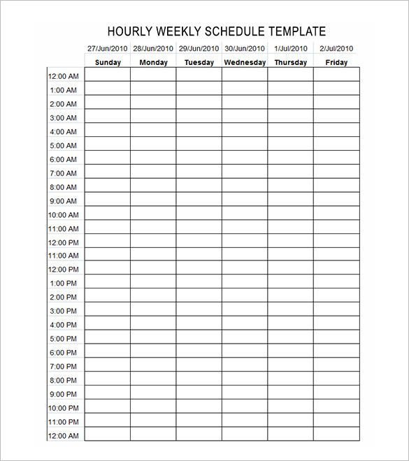 Hourly Chart Template 24 Hours Schedule Template – 8 Free Word Excel Pdf