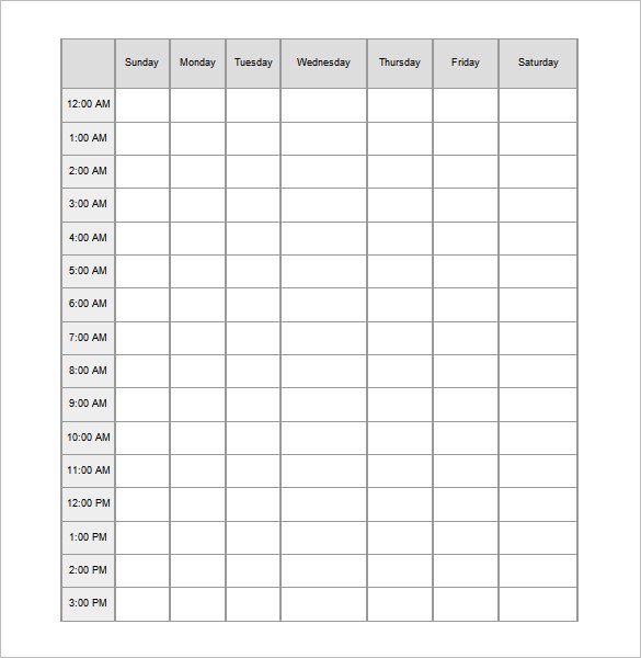 Hourly Chart Template 24 Hours Schedule Templates 16 Free Word Excel Pdf