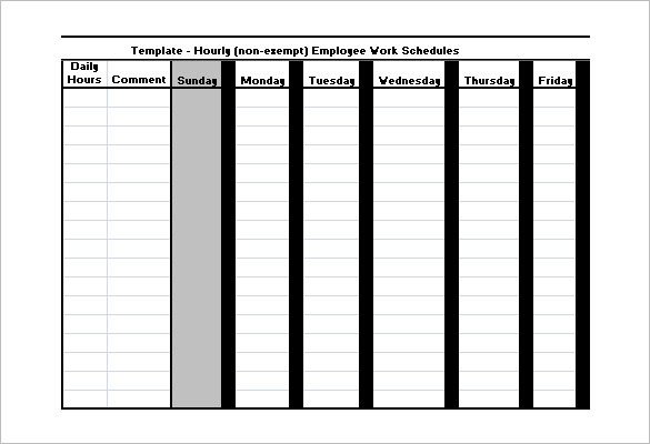 Hourly Schedule Template Excel Employee Work Schedule Template 17 Free Word Excel