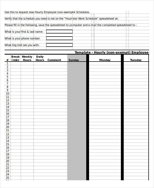 Hourly Schedule Template Excel Excel Schedule Template 11 Free Pdf Word Download