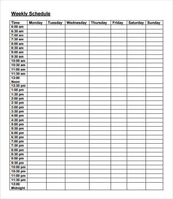 Hourly Schedule Template Excel Sample Weekly Calendar 16 Documents In Word Excel Pdf