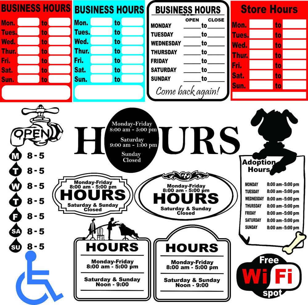 Hours Of Operation Template 52 Business Hours Sign Templates Vector Clipart for Vinyl