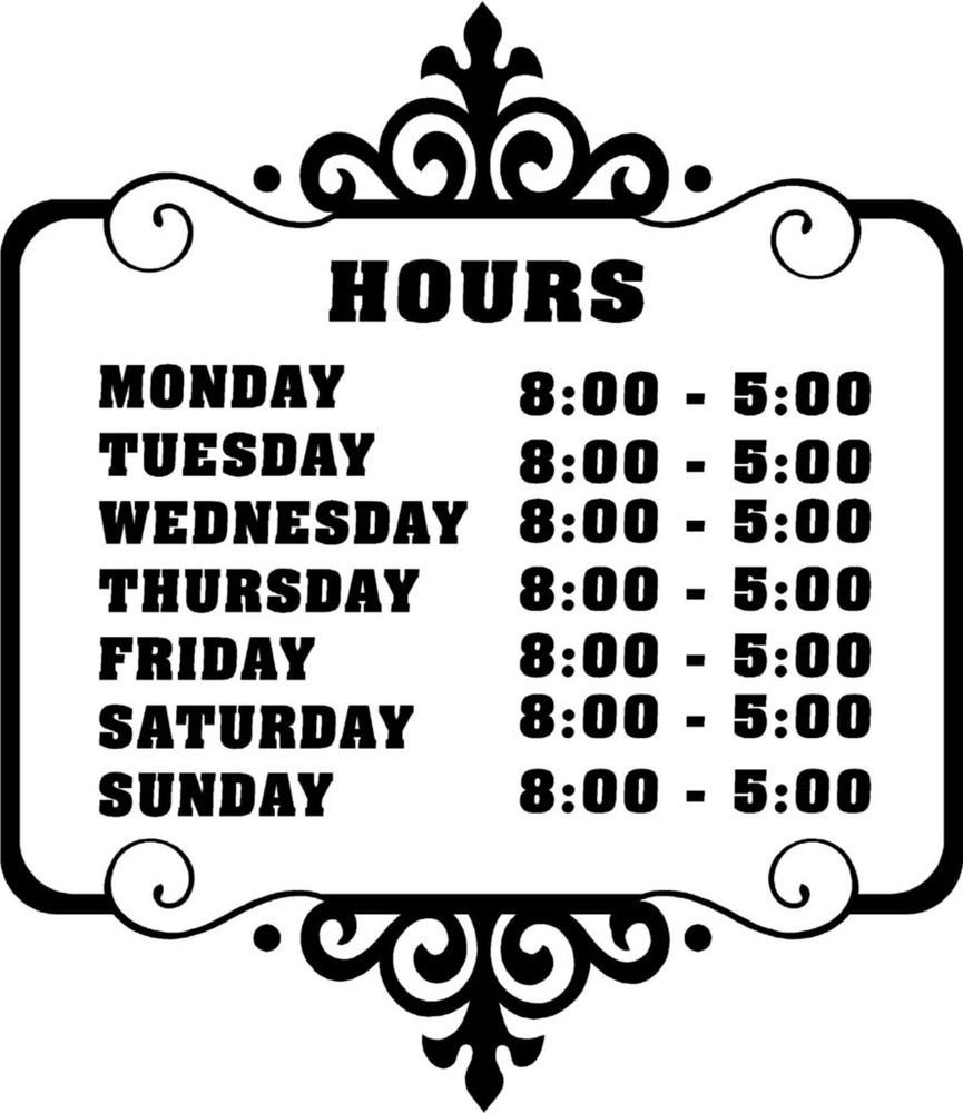 Hours Of Operation Template Custom Store Business Hours Sticker Vinyl Decal Sign