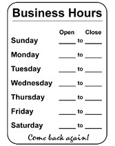 Hours Of Operation Template Free Printable Business Hours Template Temporary Sign