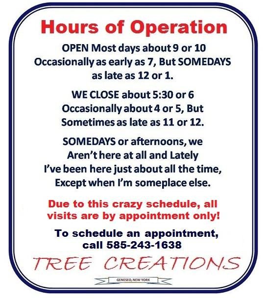 Hours Of Operation Template Tree Creations In Geneseo Hours Of Operation