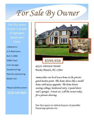 House for Sale Flyer Template for Sale by Owner Free Flyer Template by Hloom