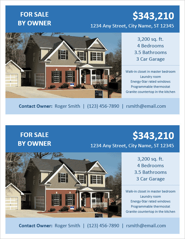 House for Sale Flyer Template Fsbo Flyer Template for Word